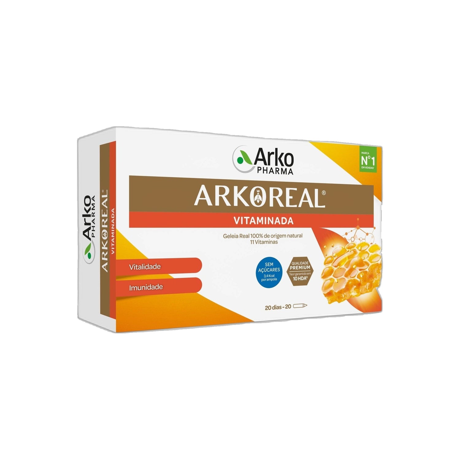 Arkoreal Geleia Real Vitaminada Sem Açúcares 20 Ampolas
