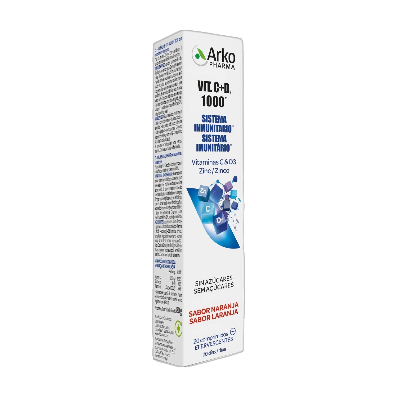 Arkopharma Vitamina C+D+Zinco 20 Comprimidos Efervescentes