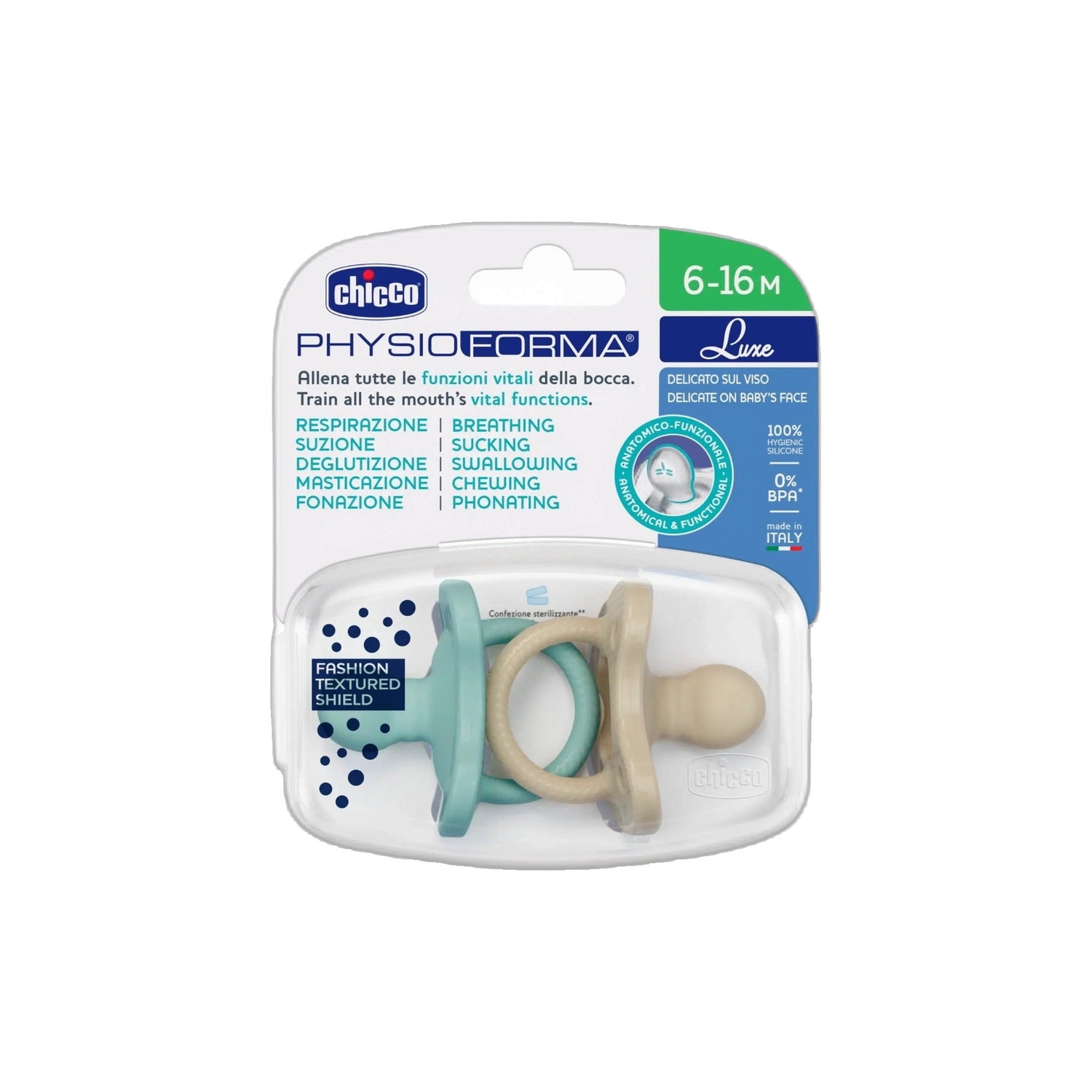 Chicco Chupeta Physio Luxe Azul 6-16 Meses x2