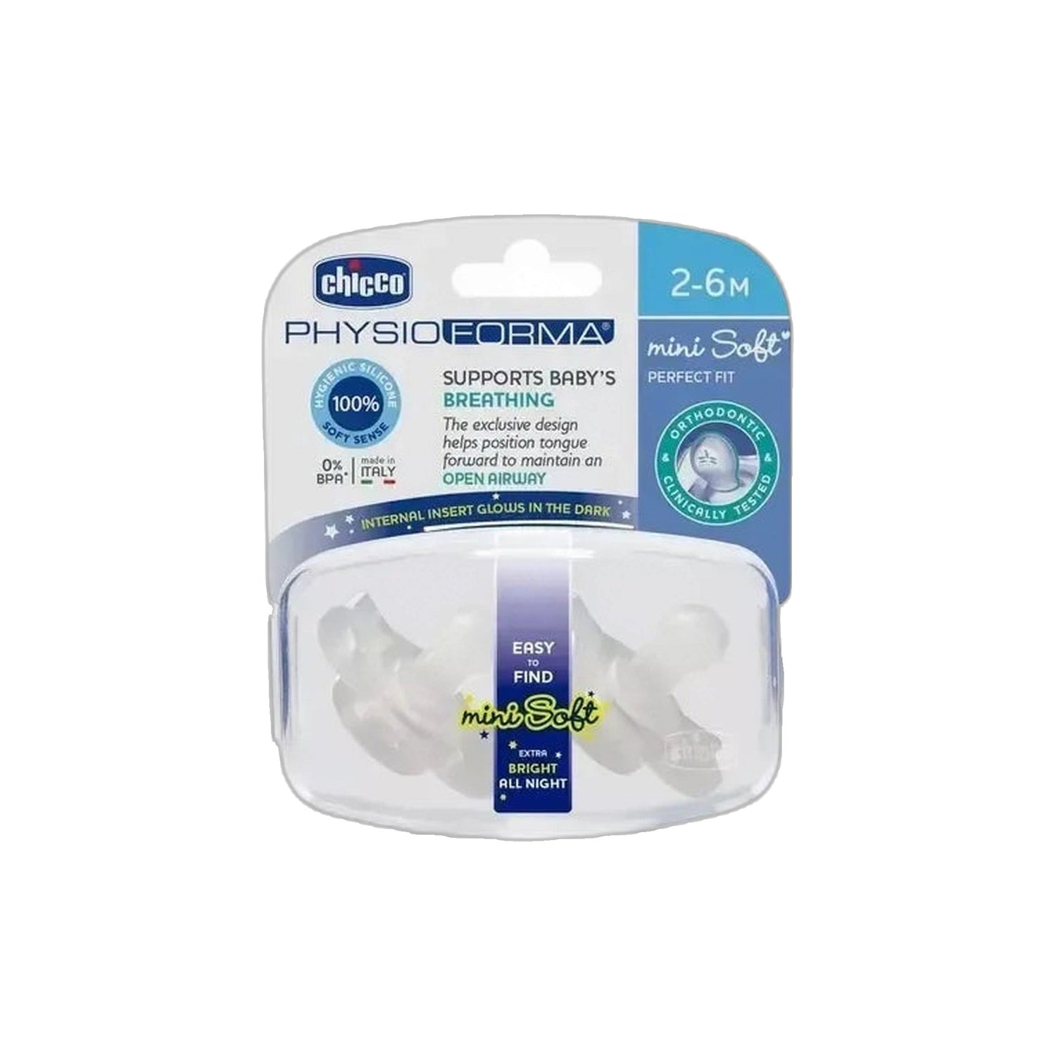 Chicco Chupeta Mini Soft 2-6 Meses Boy 2 Unidades