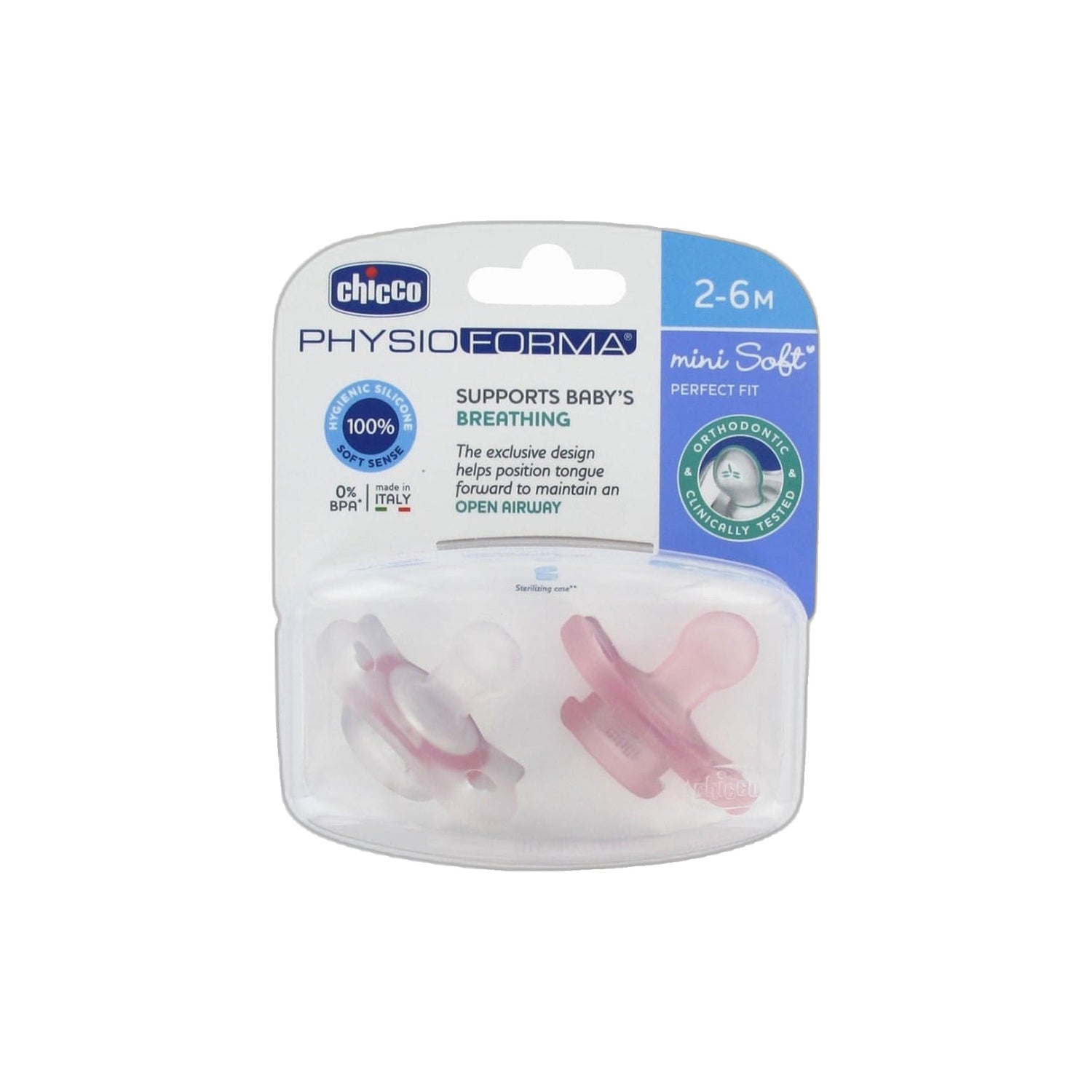 Chicco Chupeta Mini Soft 2-6 Meses Menina 2 Unidades