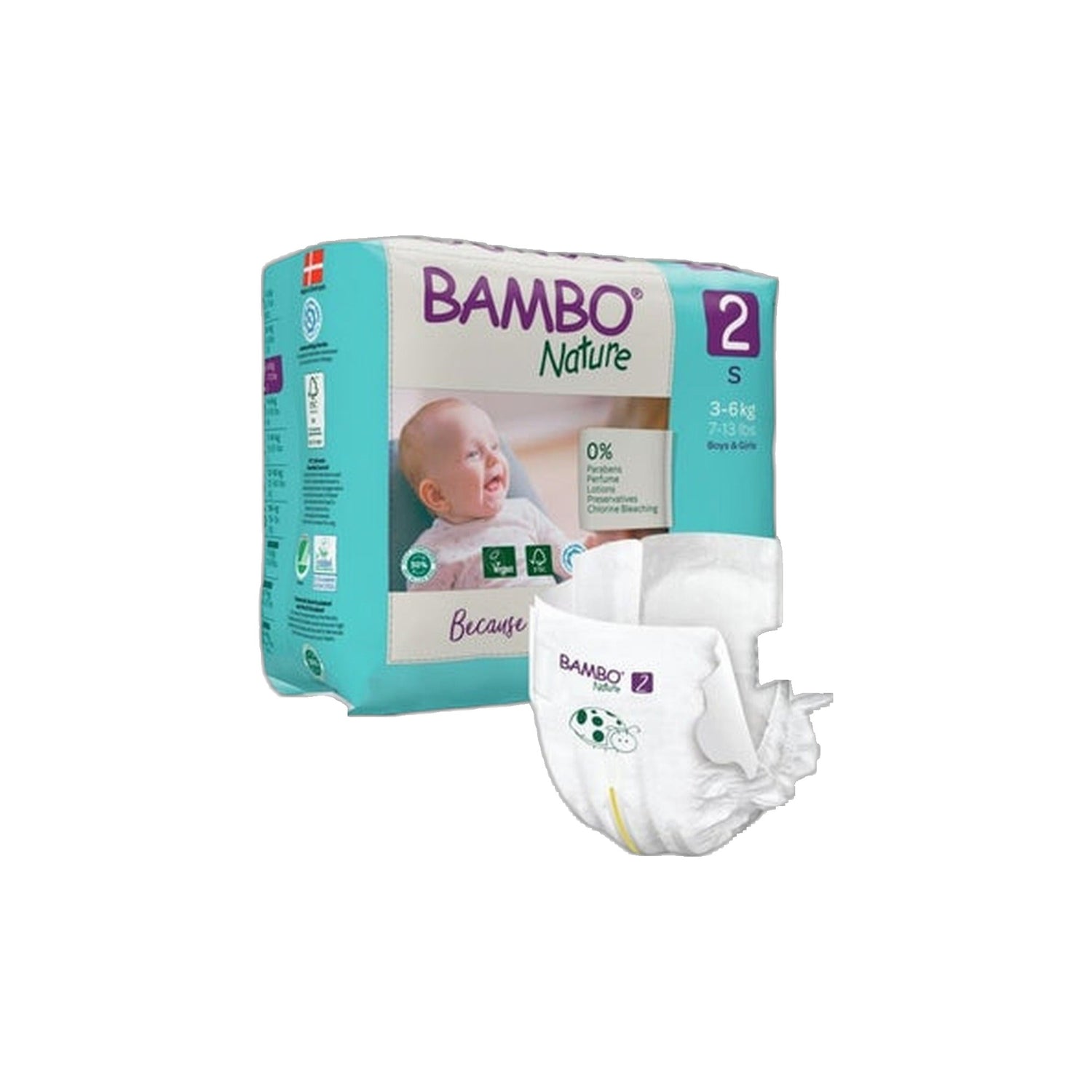 Bambo Nature Fraldas 2-S 3-6 kg 30 Unidades
