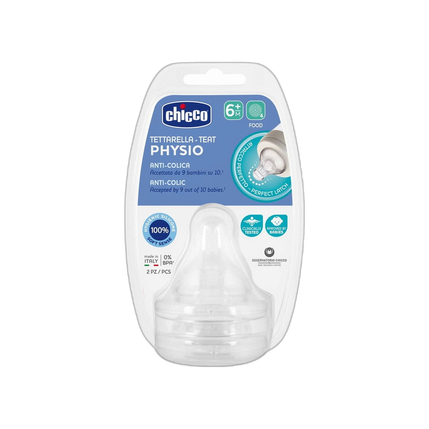 Chicco Tetina Silicone 6M+ Papa 2 Unidades