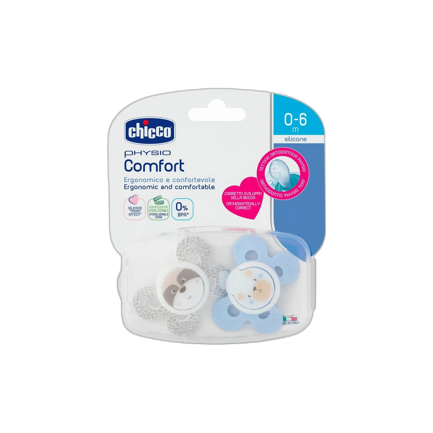 Chicco Chupeta Physio Comfort Boy 0-6 Meses 2 Unidades