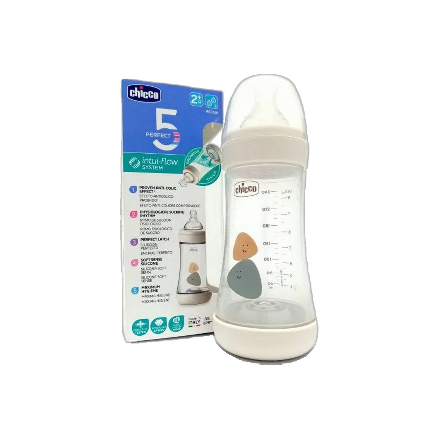 Chicco Biberão Perfect5 Branco 240 ml Silicone