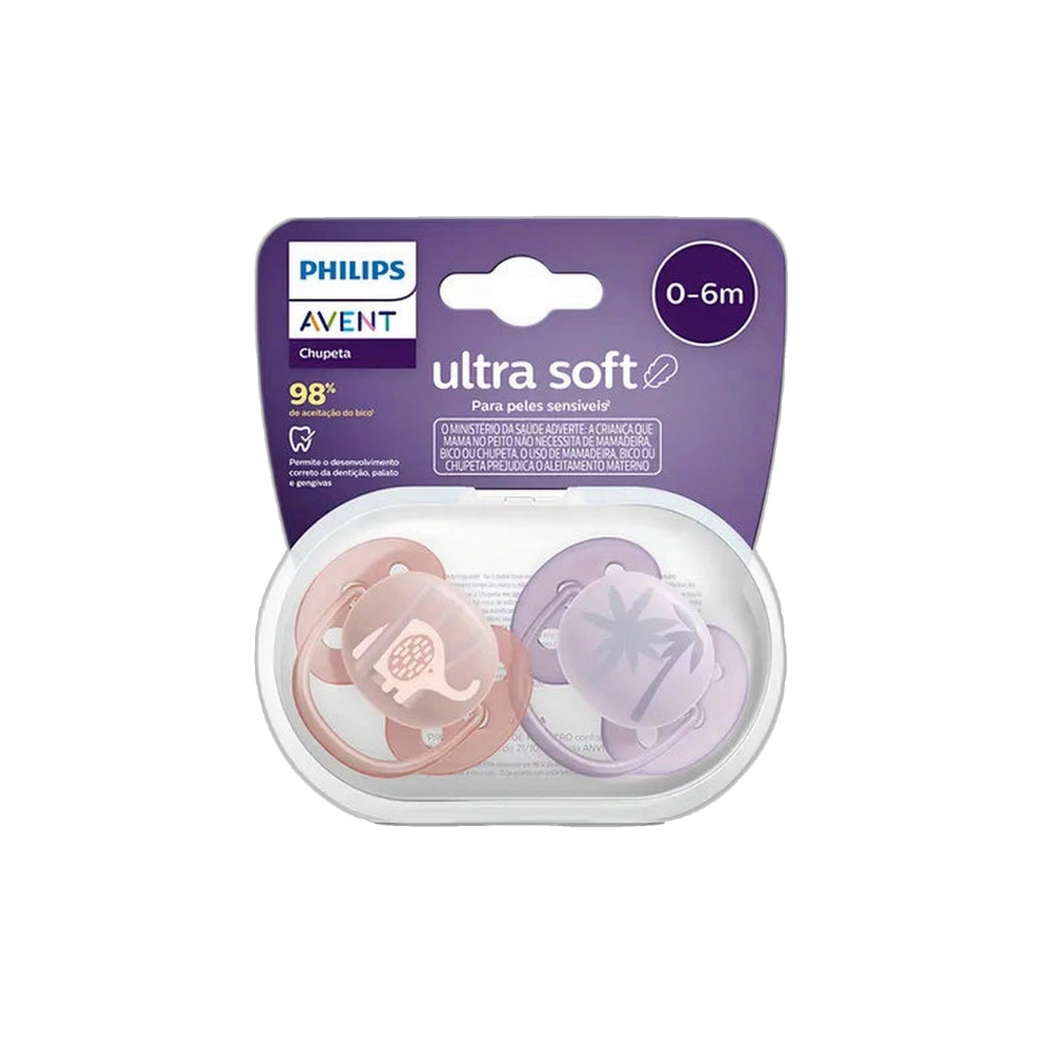 Philips Avent Ultra Soft Chupeta Deco 0-6 Meses Menina x2