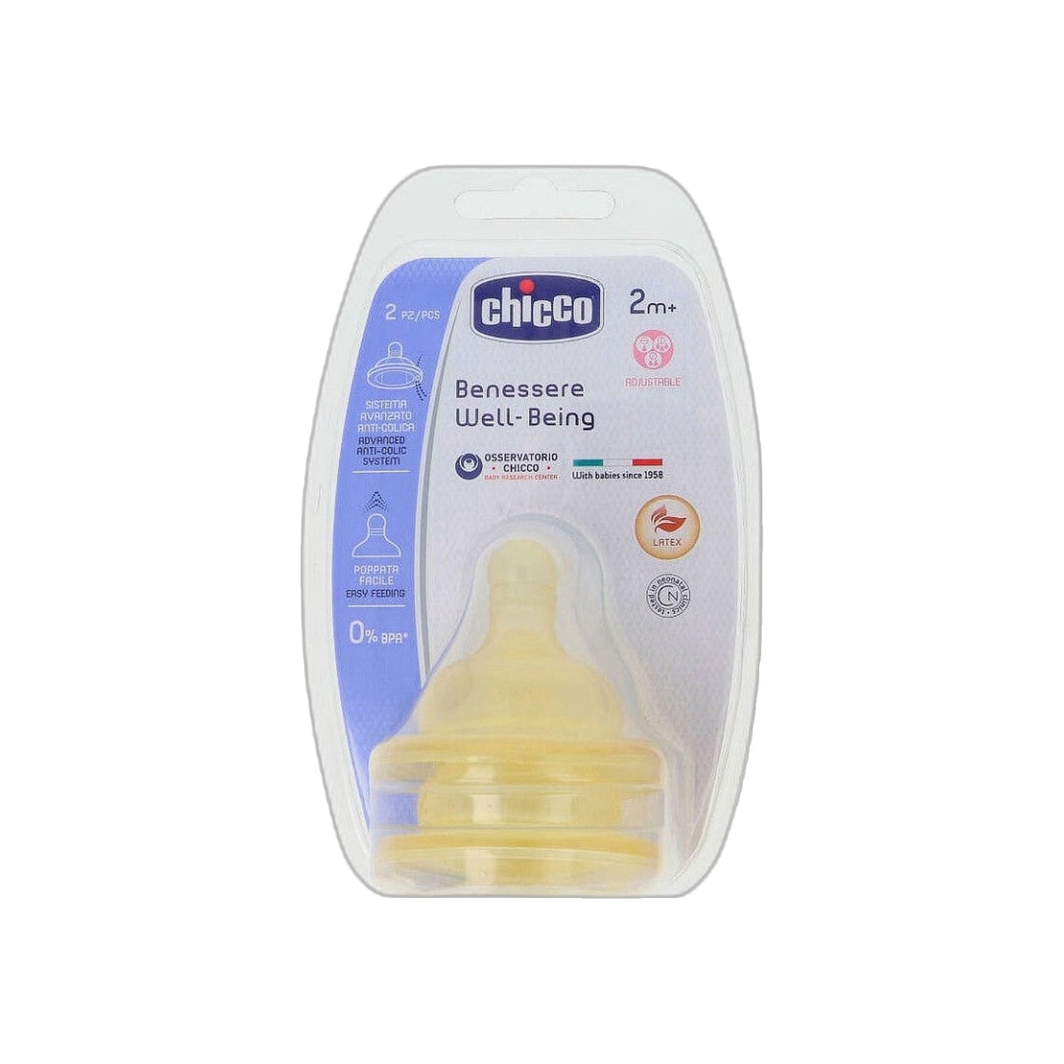 Chicco Tetina Touch Látex 2M+ 2 Unidades
