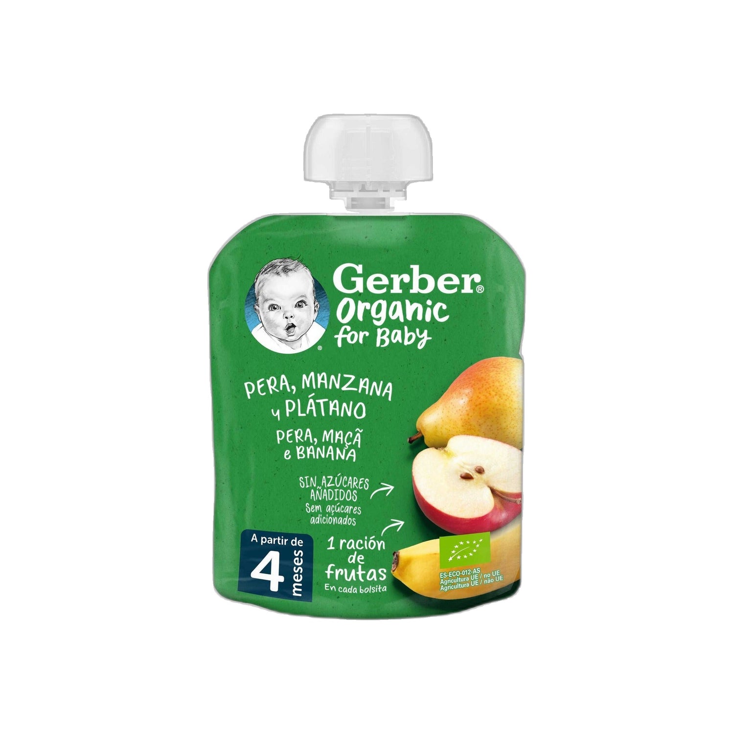 Gerber Org Pera/Maçã/Banana 90 g 4M+