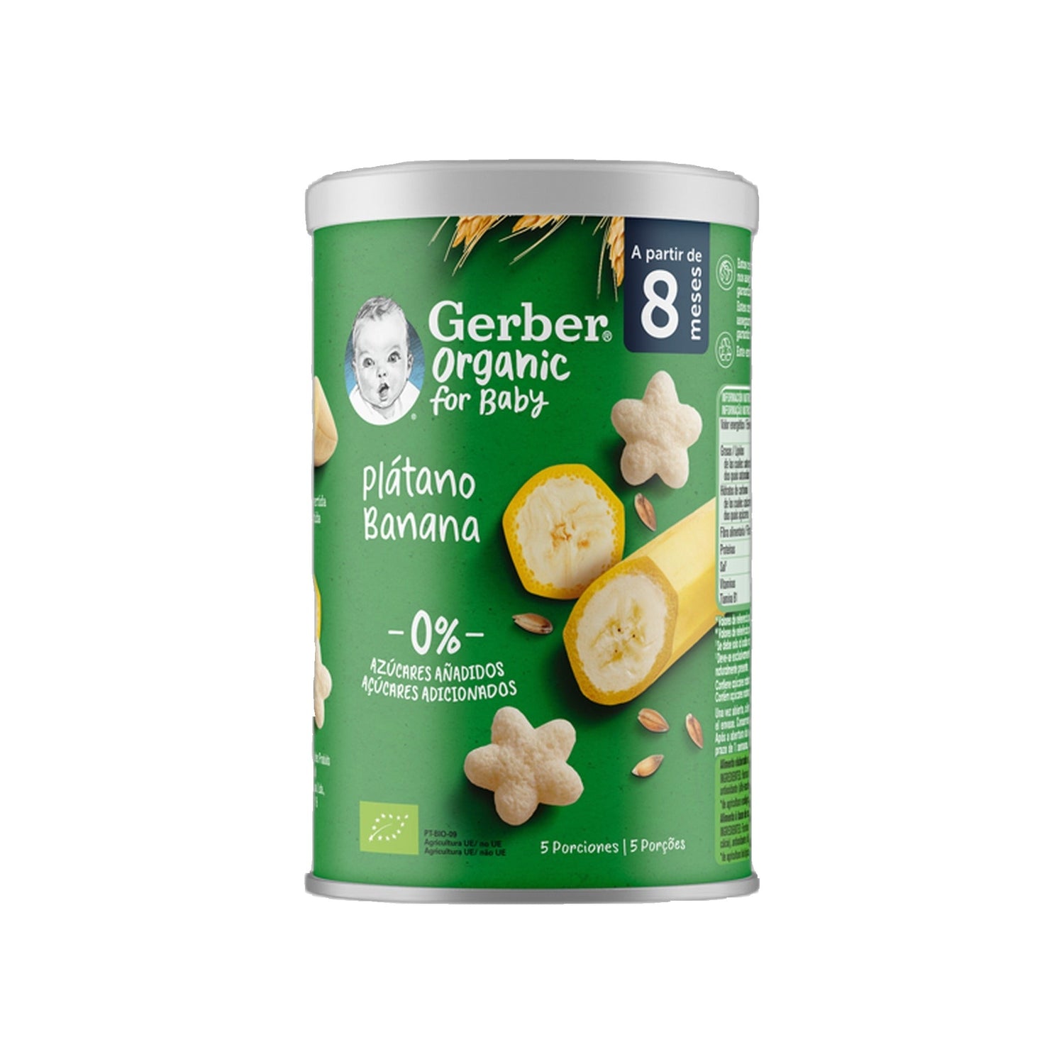 Gerber Org Puffs Cereais/Banana 35 g 8M+
