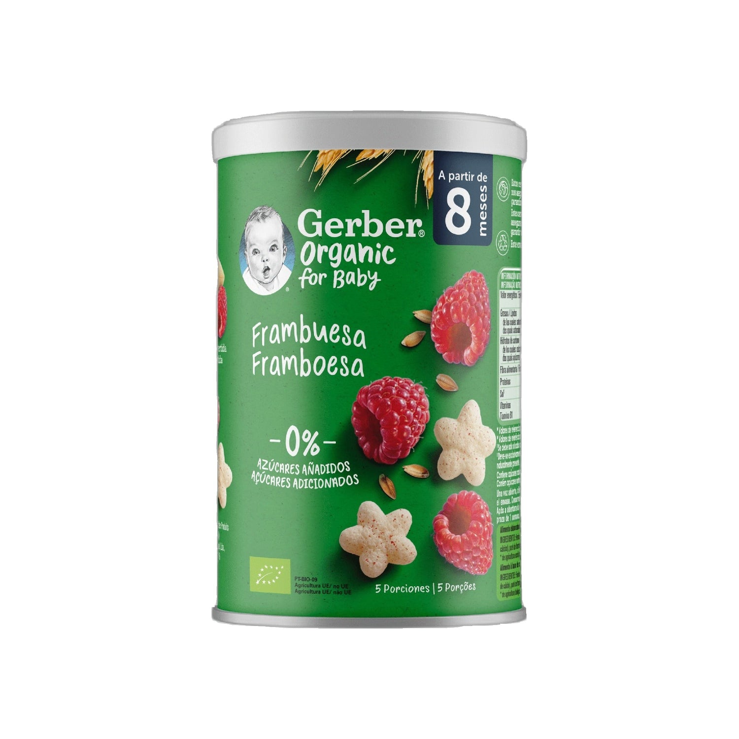 Gerber Org Puffs Cereais Framboesa 35 g 8M+