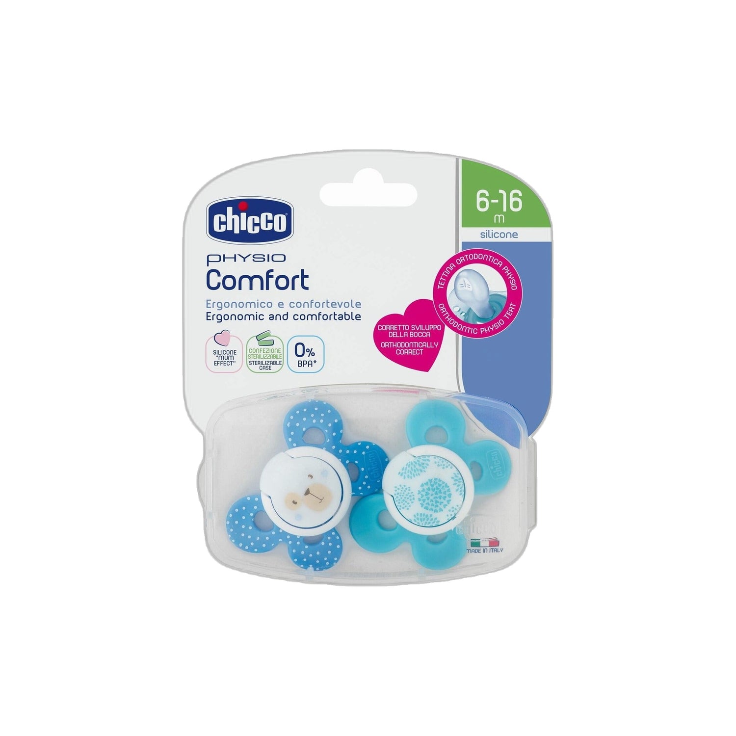Chicco Chupeta Physio Comfort Boy 6-16m 2 Unidades