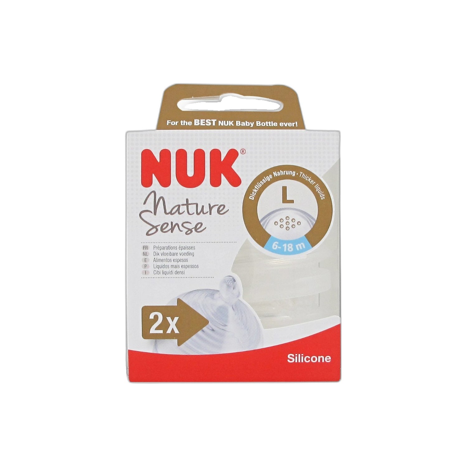 Nuk Nature Sense Tetina Silicone Tamanho 2 6-18 Meses L X2