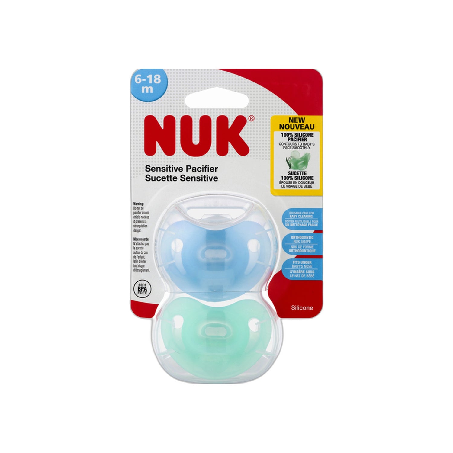 Nuk Sensitive Chupeta Silicone T2 6-18M x2