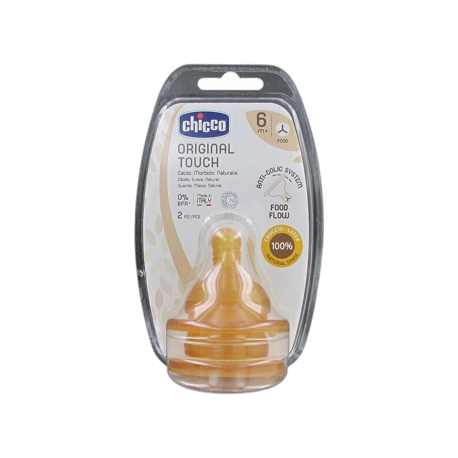 Chicco Tetina Touch Látex 6M+ 2 Unidades