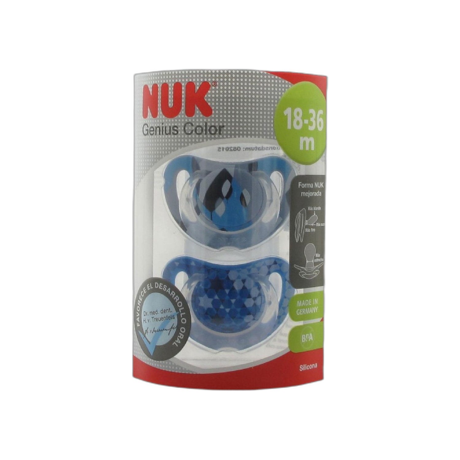 Nuk Genius Color Chupeta Silicone 18-36 Meses x2
