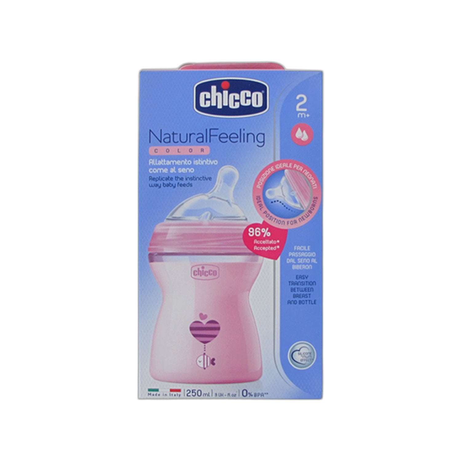 Chicco Biberão Natural Feeling Rosa 250 ml 2m+