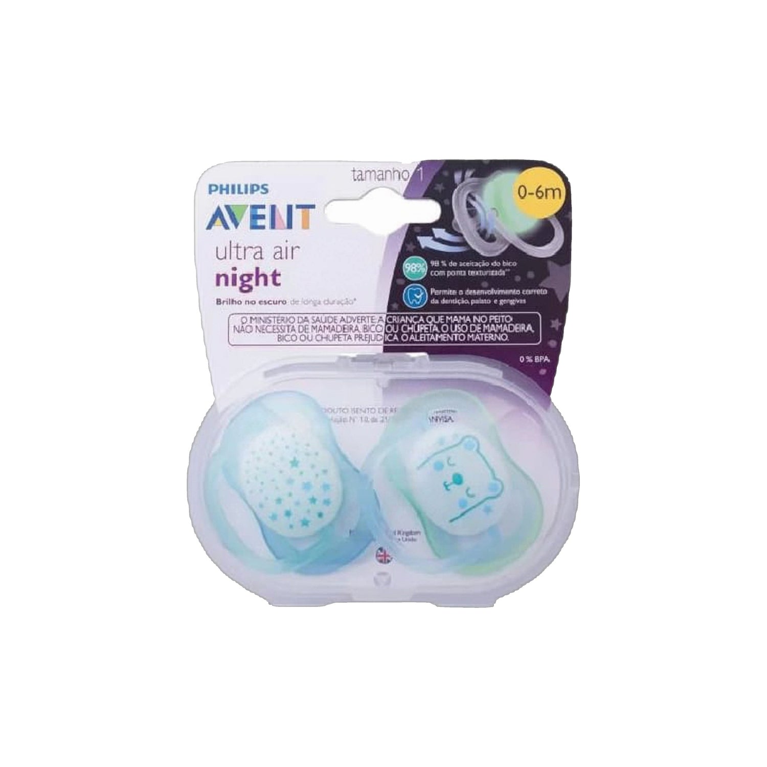 Philips Avent Chupeta Silicone 0-6 Meses Night 2 Unidades