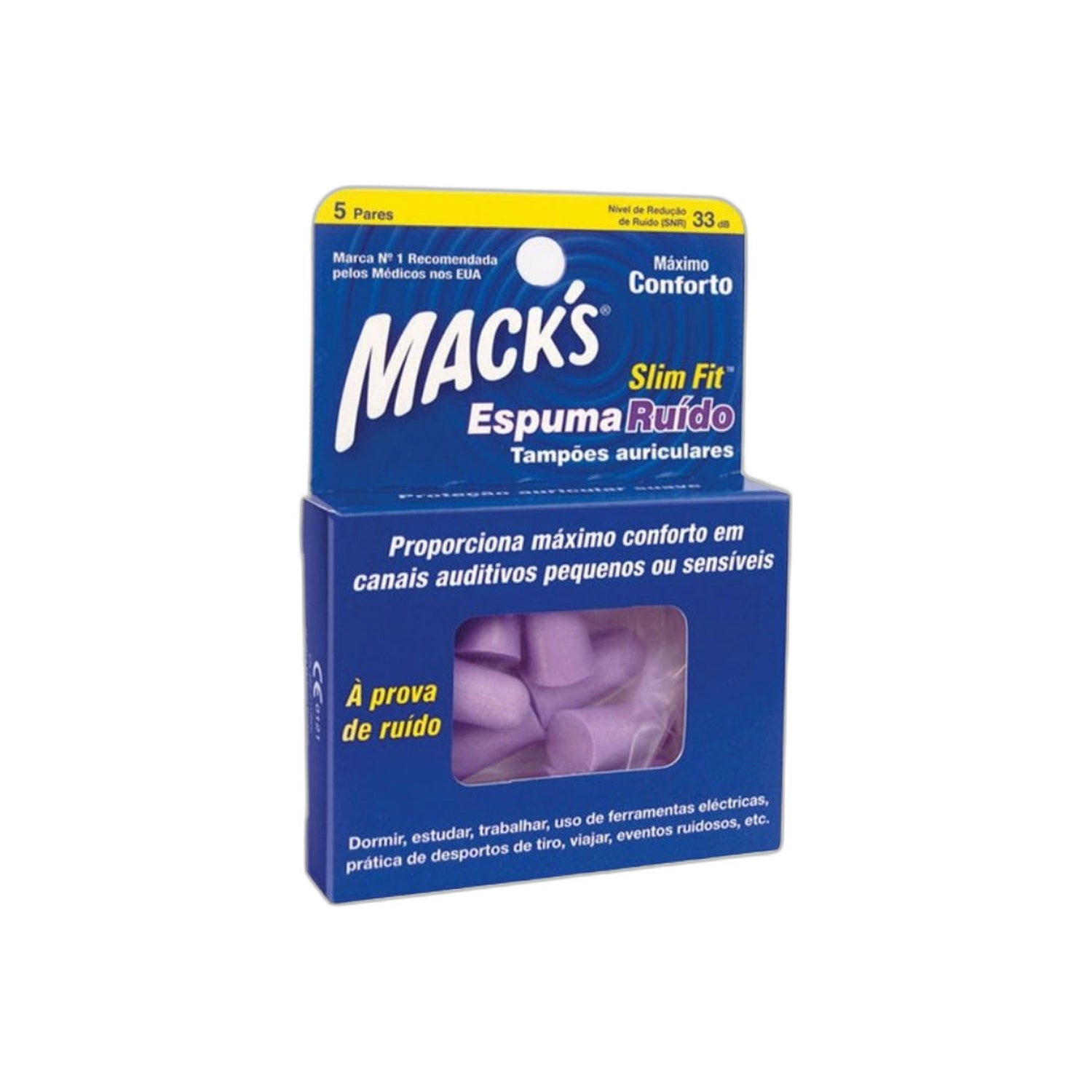 Mack's Tampões Auditivos Slim Fit 5 Pares