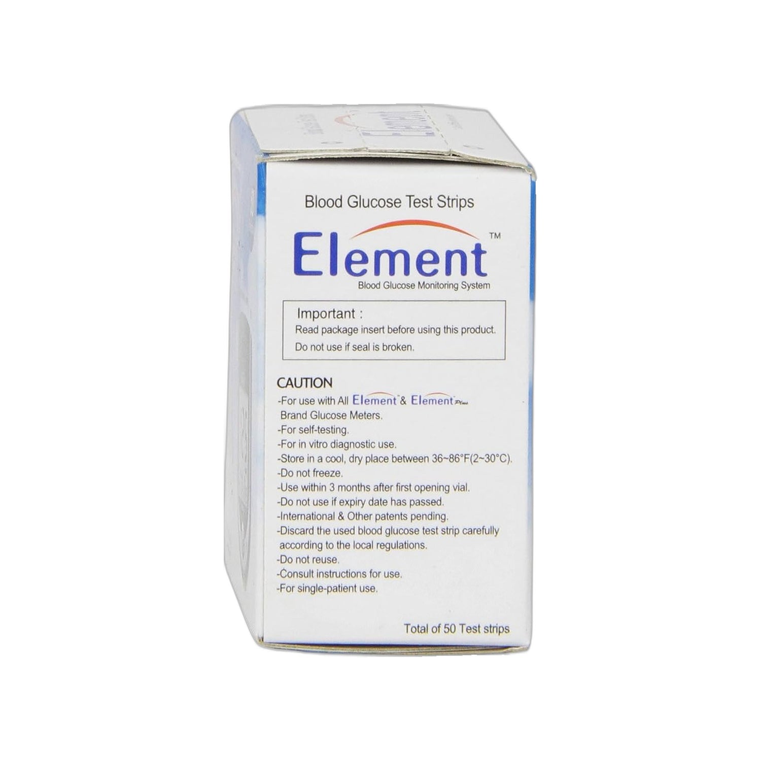 Element Bloo G Tiras de Teste de Glicemia 50 Unidades