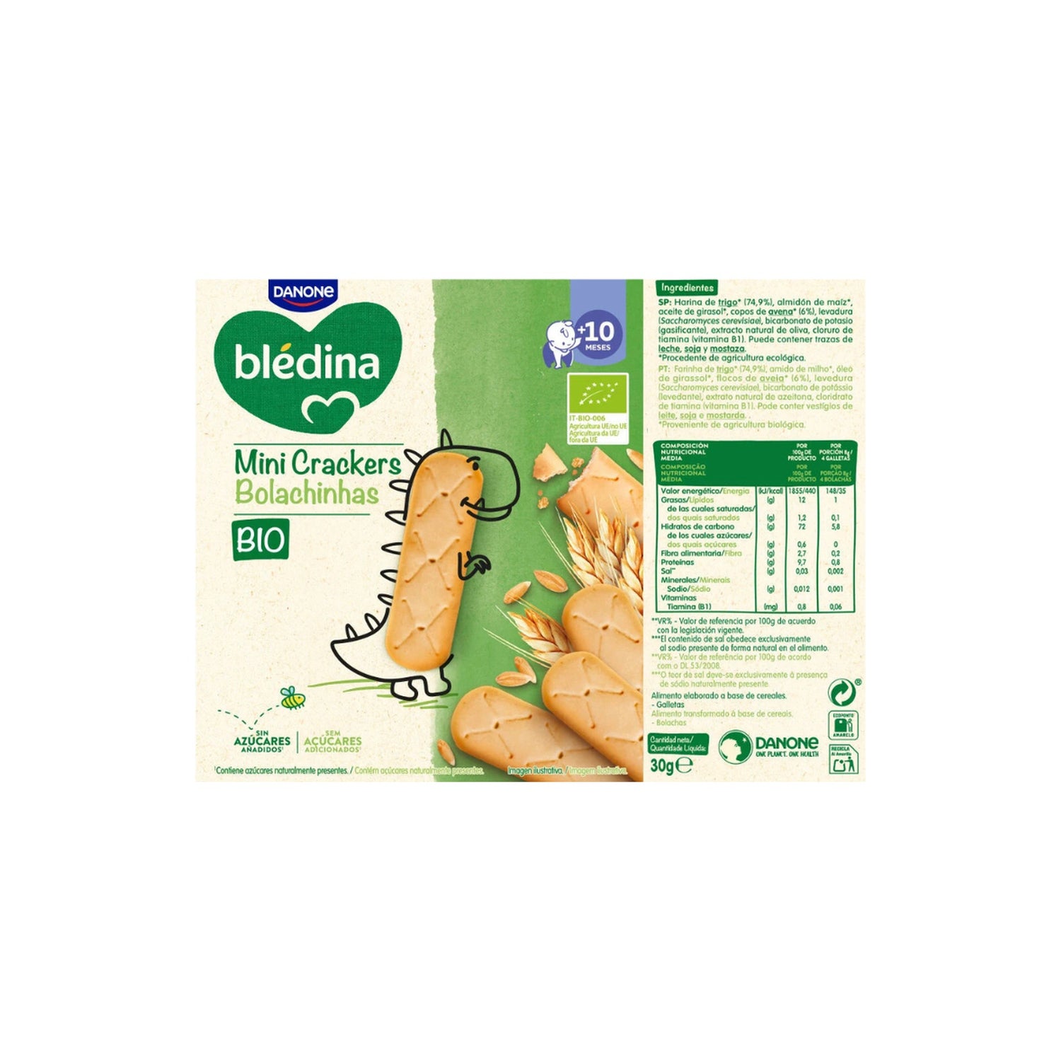 Blédina Bolachinha Bio Sem Açúcar Adicionado 30 g 10M+