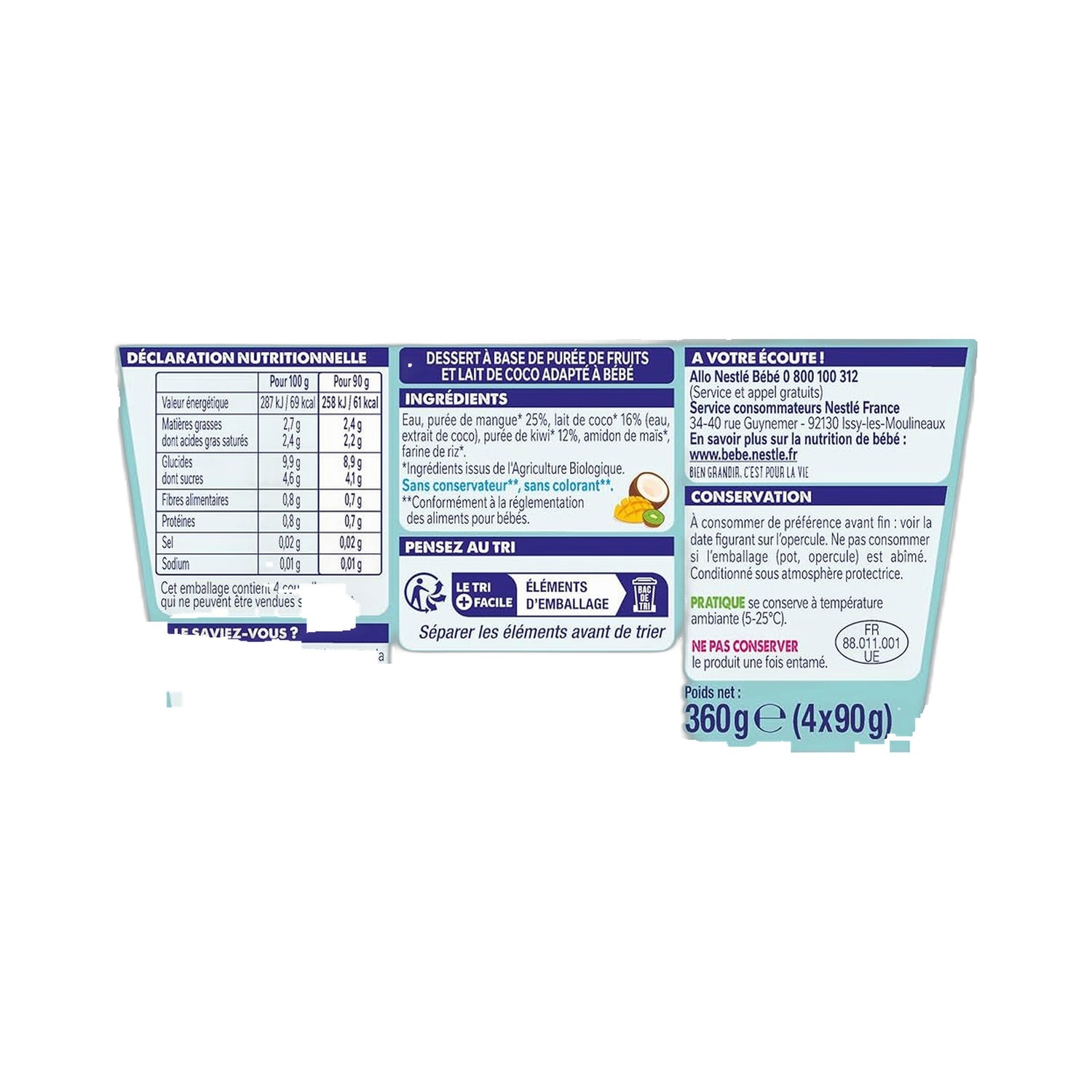 Nestlé Naturnes Bio Coco Manga 4x90 g